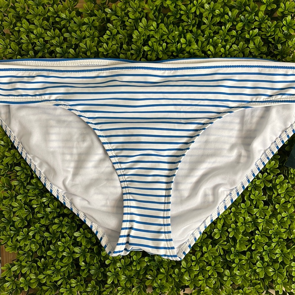 RALPH LAUREN Blue & White Striped Bikini Bottoms | Size XL 14